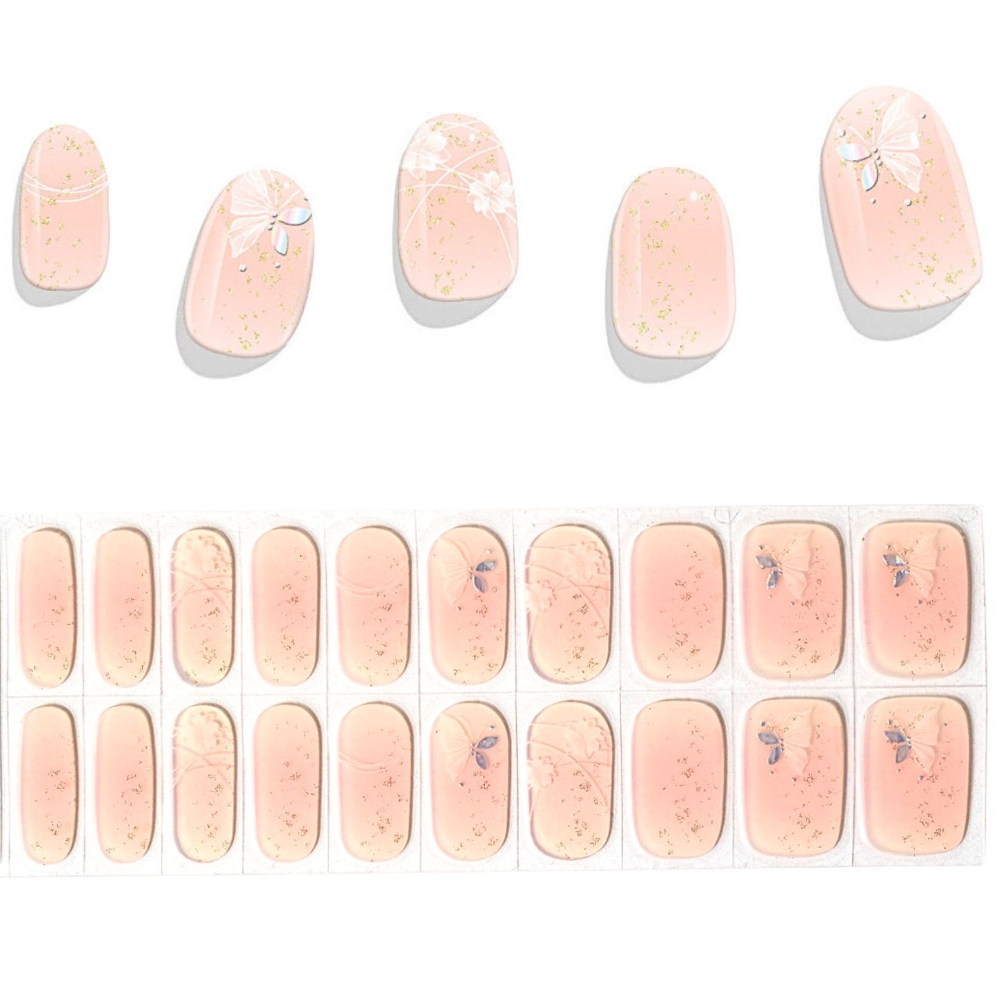 Semi Cured Gel Nail Strips - Butterfly (In Stock)