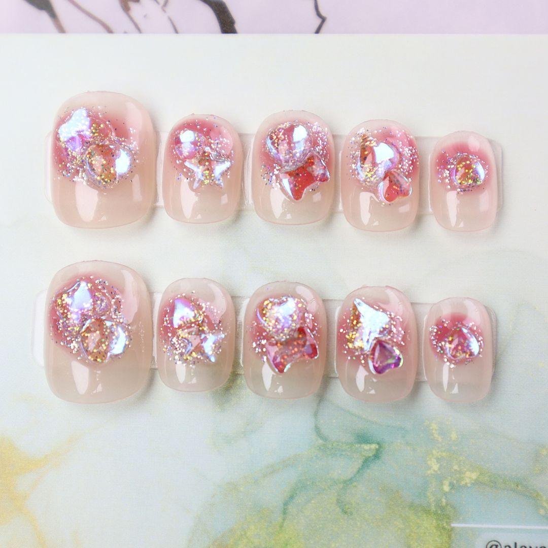 Enchanted Dream - Peachy Bling Press-on Nails - Alaya Glam
