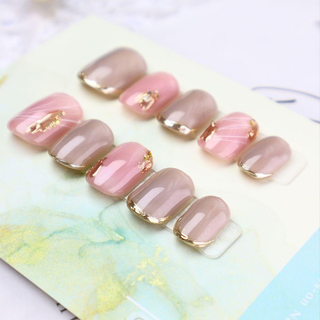 The Earthsong - Rose and Smokey Quartz Press-on Nails - Alaya Glam