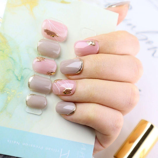 The Earthsong - Rose and Smokey Quartz Press-on Nails - Alaya Glam