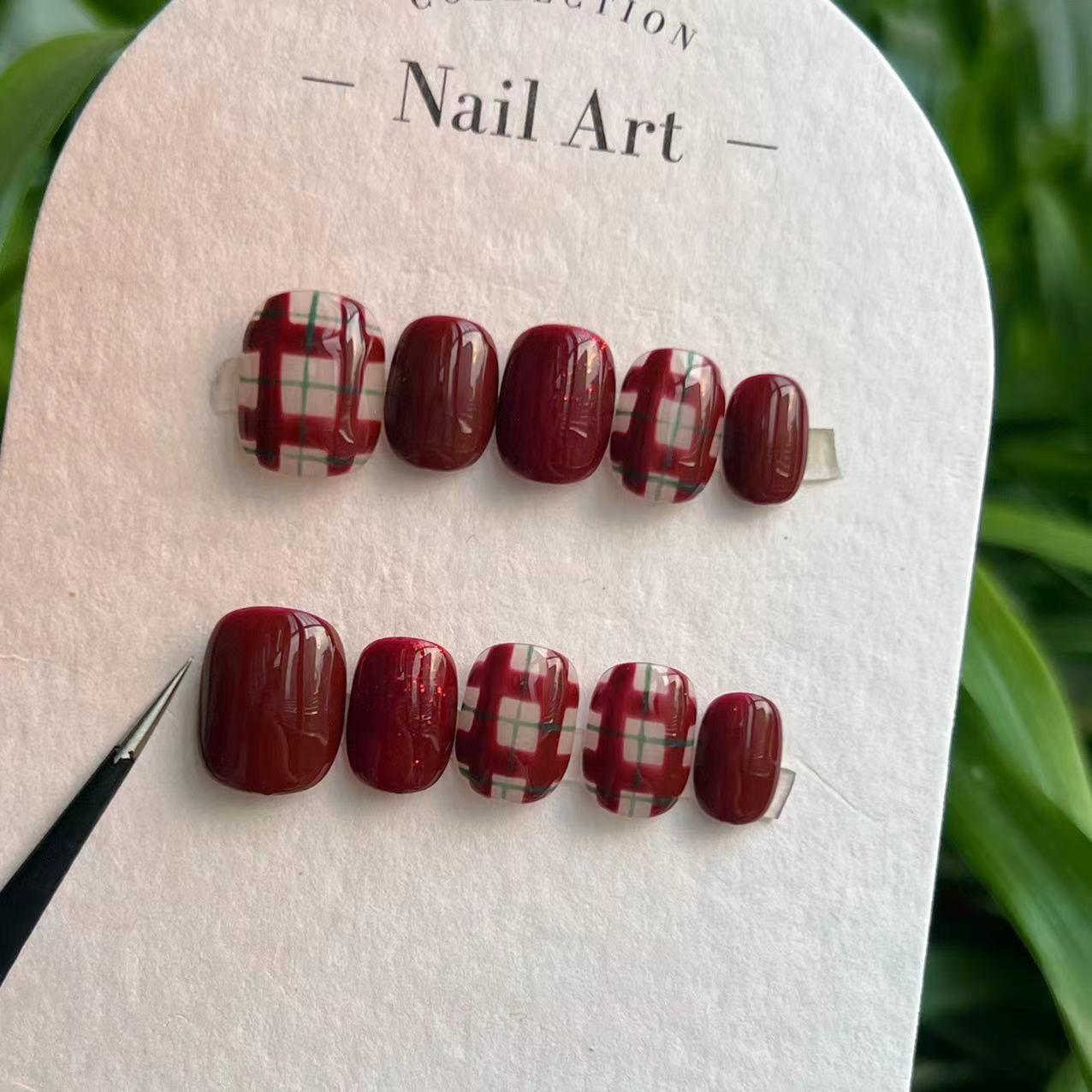 Burgandy Press On Nails