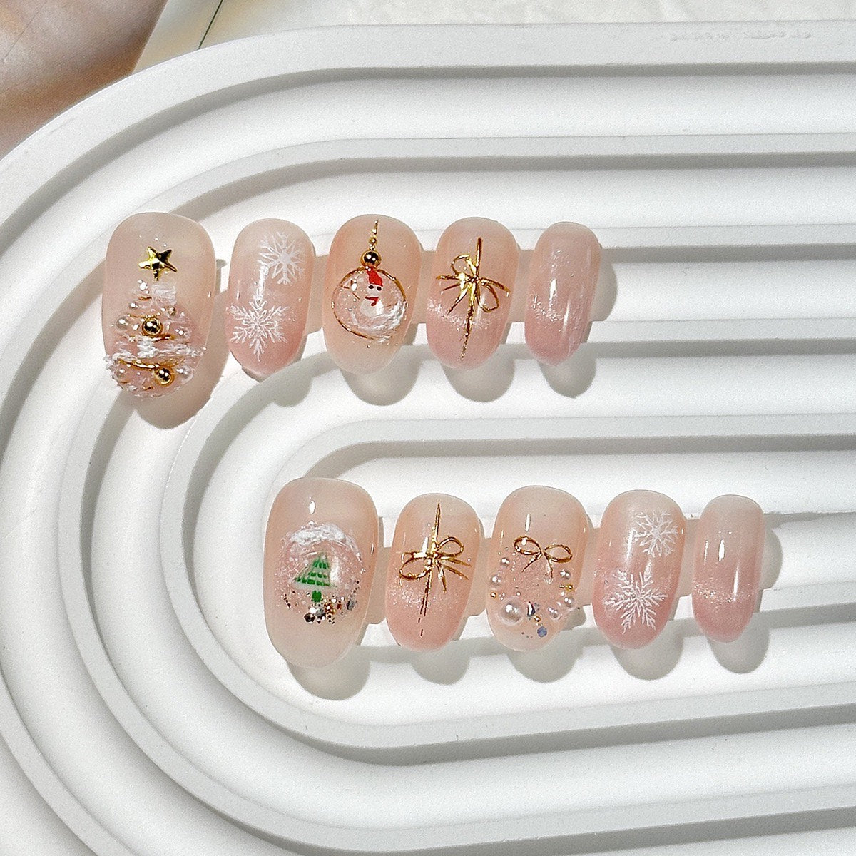 The Pink Christmas Press On Nails