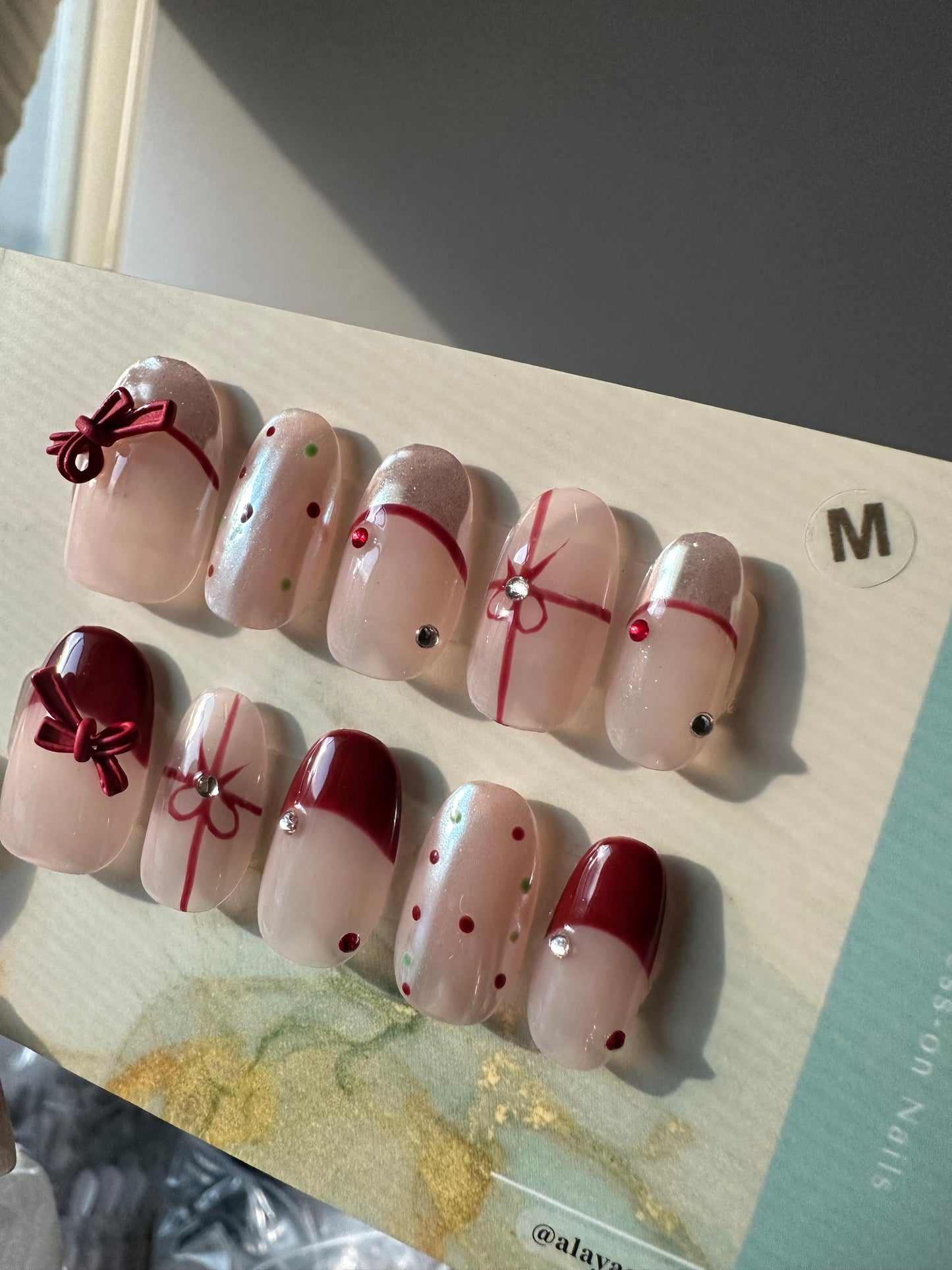 Red Ribbon Christmas Press On Nails