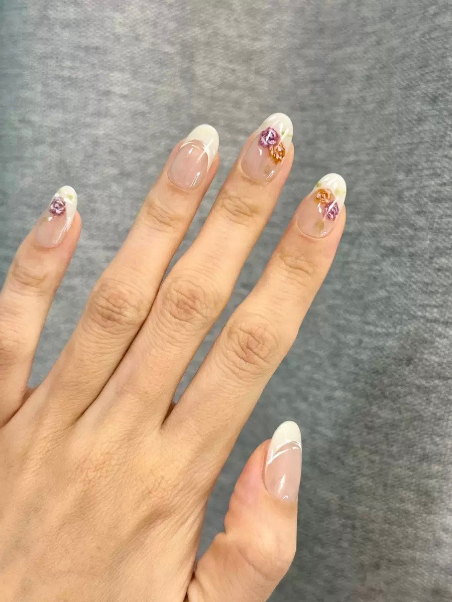 Hand-painted Rosy French Nails (LAST Chance!)