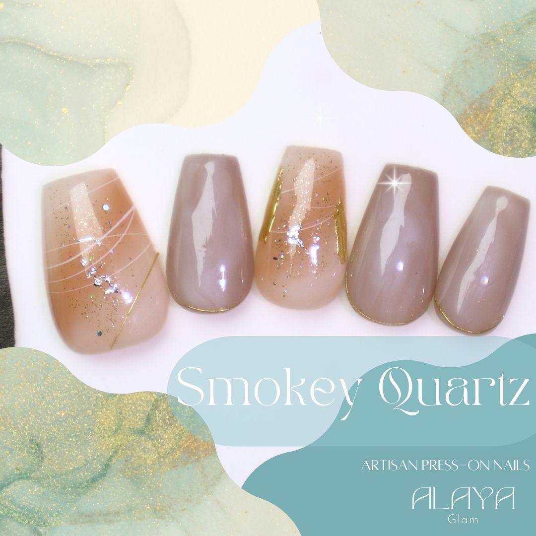 The Earthsong - Smokey Quartz Press-on Nails - Alaya Glam