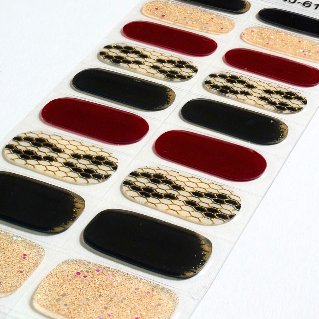 Semi-Cured Glitter Gel Nail Stickers - UV Lamp DIY Nail Wraps, 22 Tips, Shiny Decals