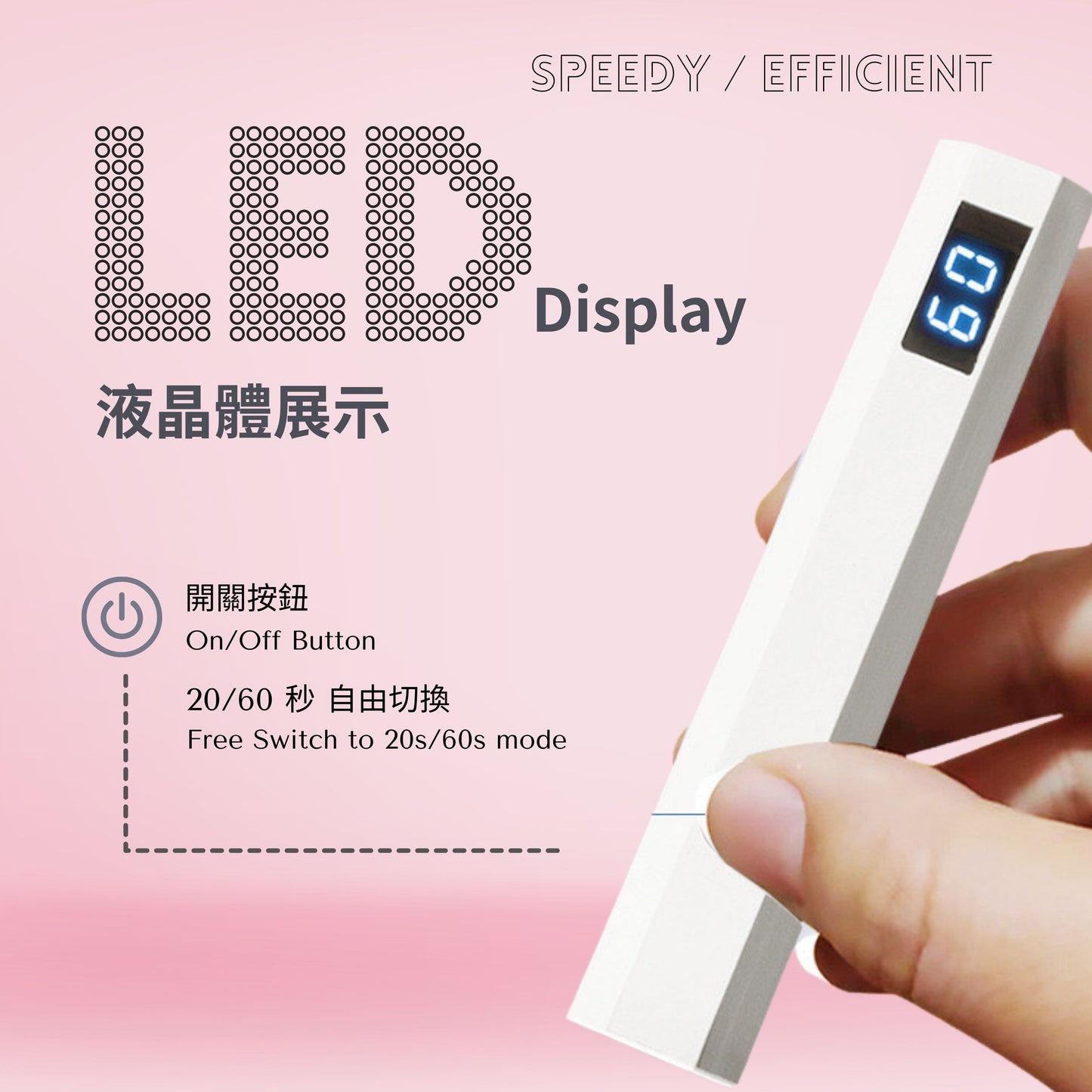 速乾美甲機 手持 LED/UV 美甲燈 (櫻花粉)