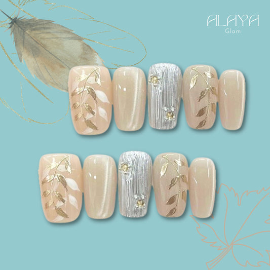 Golden Fall Press On Nails