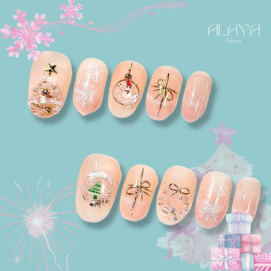 The Pink Christmas Press On Nails