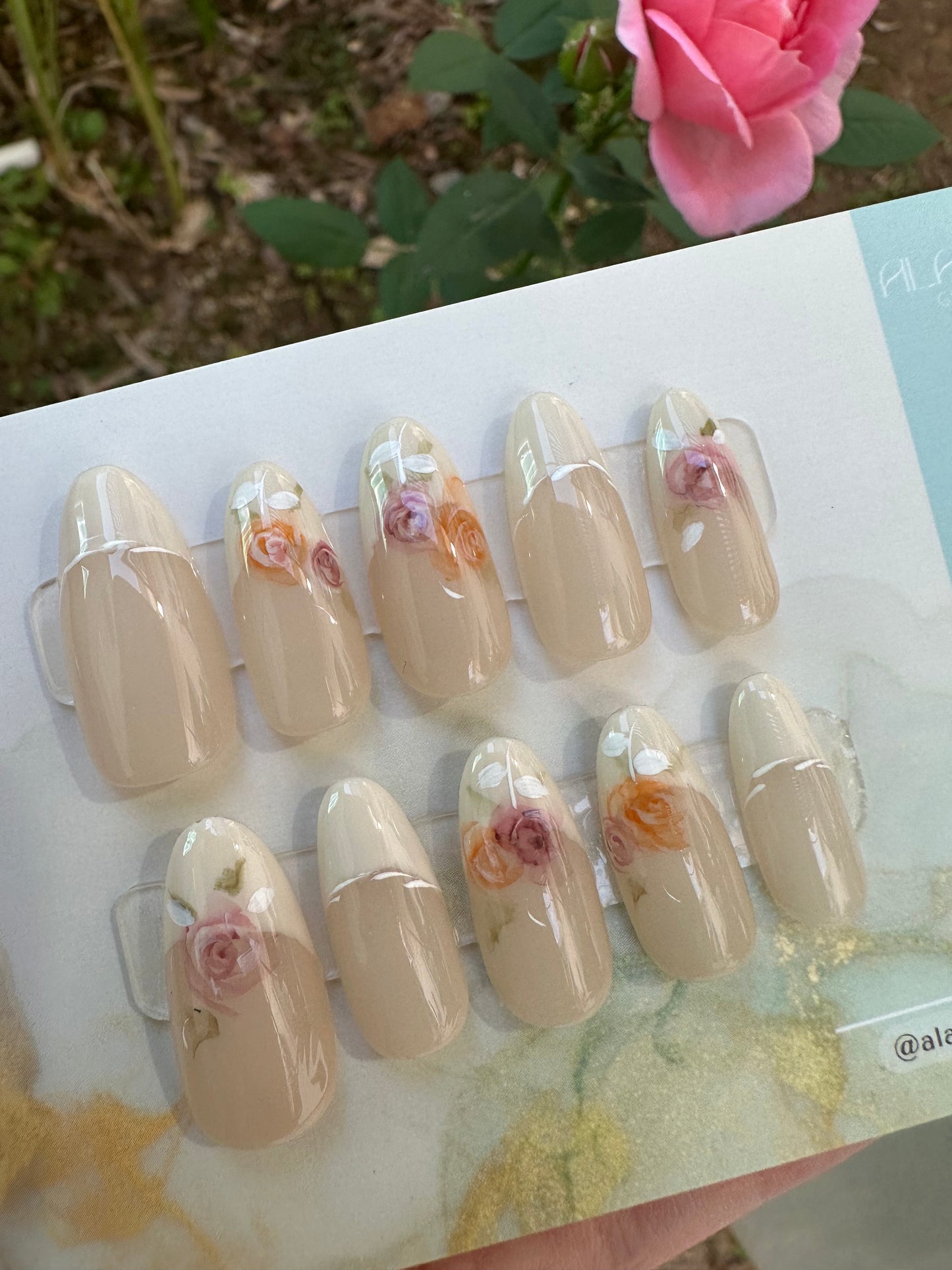 Hand-painted Rosy French Nails (LAST Chance!)