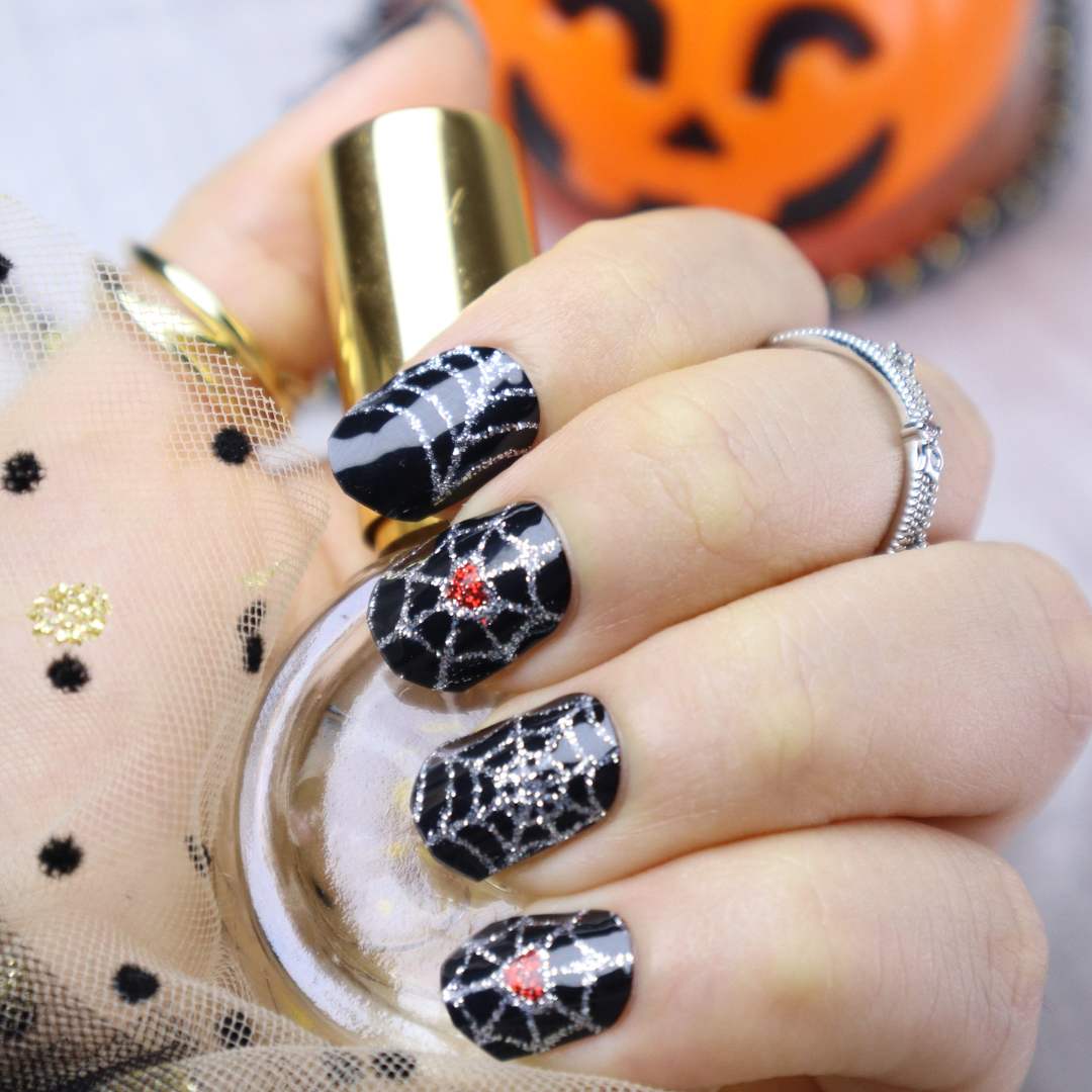 Black Spider Halloween Gel Nail Strips